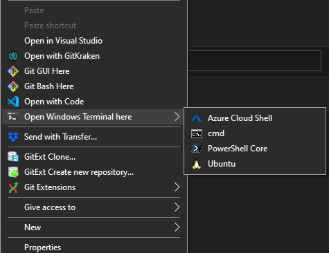 Adding "Open Windows Terminal here" to the explorer context menu